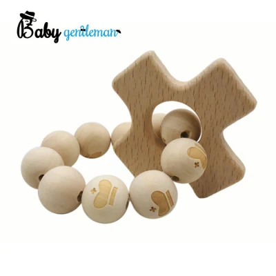 New Design Food Grade Safe Wooden Molar Beads Teether for Babies Z08197K