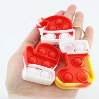 Vending Capsule Silicone Mini Christmas Push Pop Xmas Keyring Fidget Bubble Toys for Kids